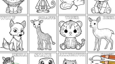 Cute wild animals coloring pages