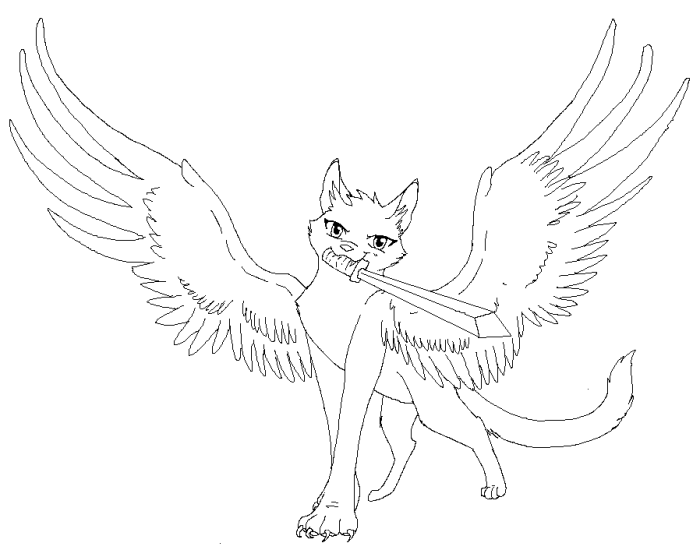 Animated winged animal coloring page