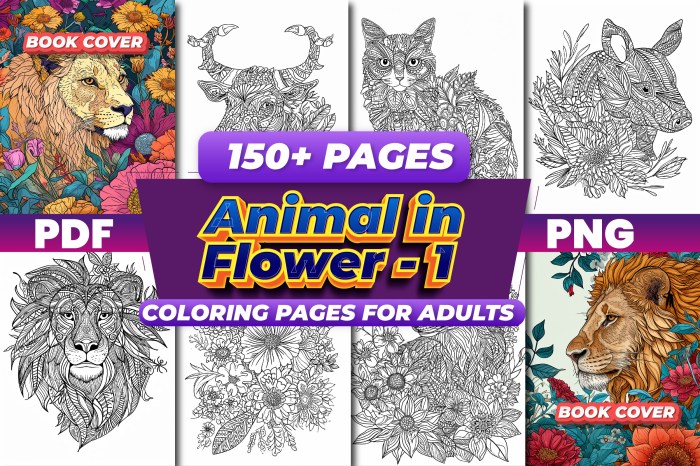 Animal coloring pages for flowers