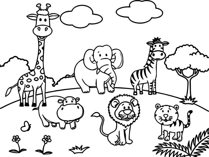 Animal cartoon characters in class coloring pages