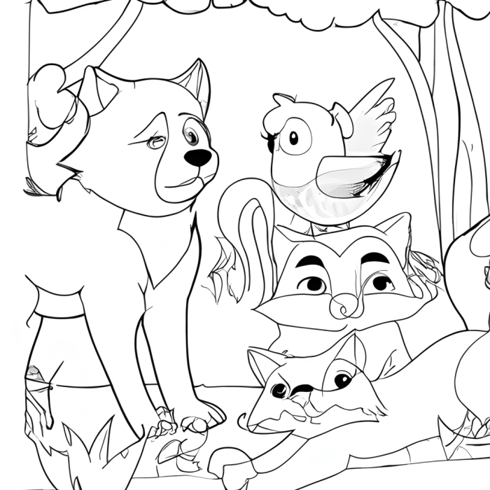 Animal coloring pages black and white