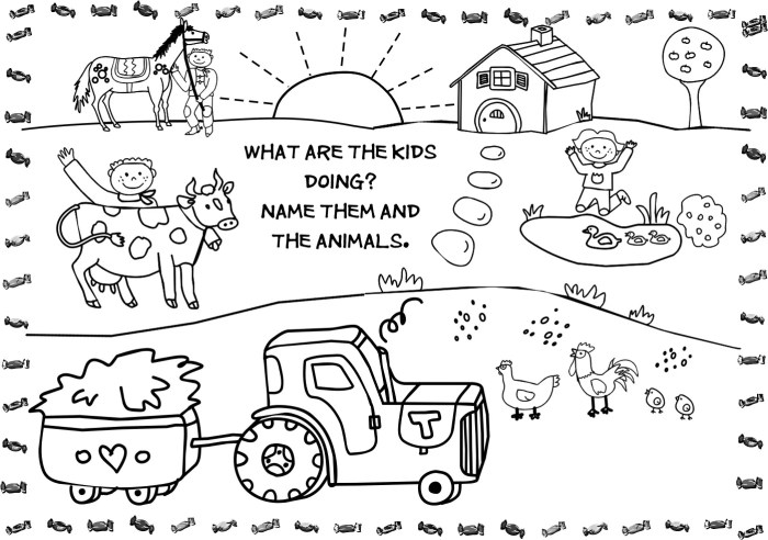 Animals on a farm coloring