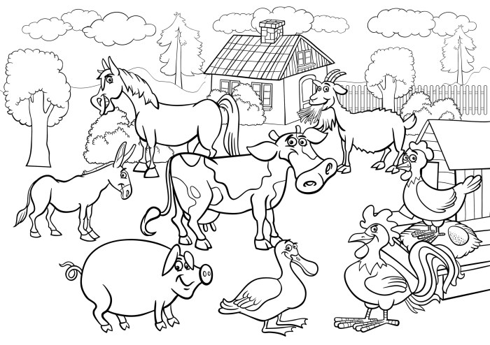 Animals on a farm coloring