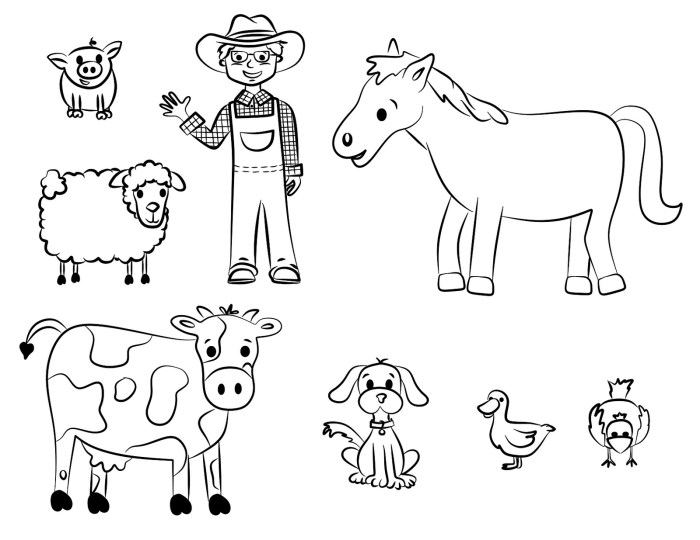 Farm and animal coloring sheet