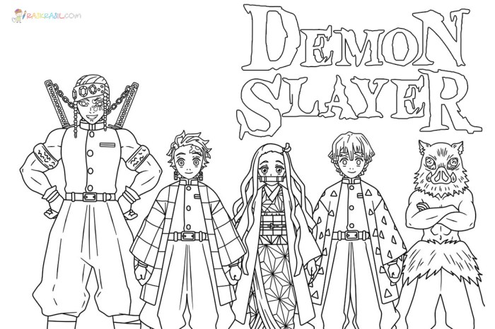 Anime coloring sheets demon slayer