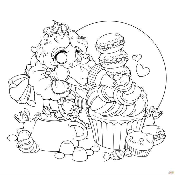 Chibi anime coloring pages printable