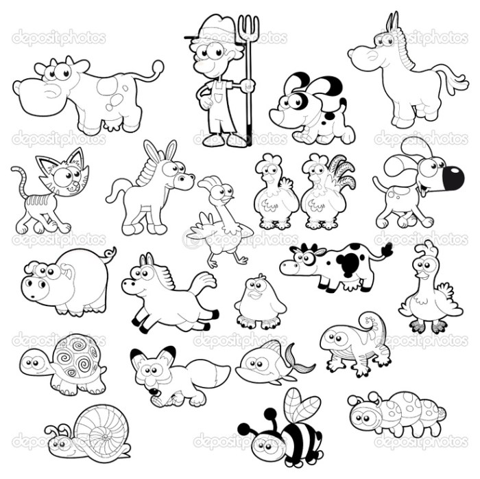 Animal collage coloring page