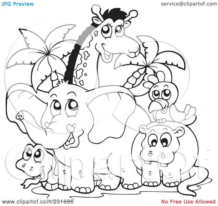 Animal collage coloring page