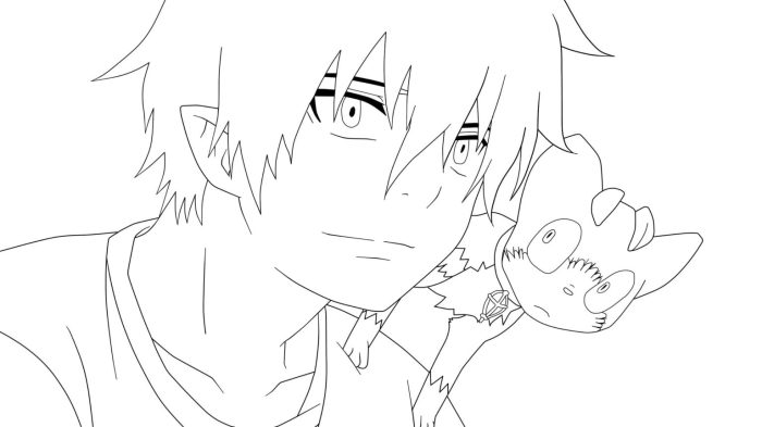 Coloring sheets of cute anime boys