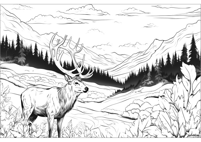 Elk clipartmag bestcoloringpagesforkids realistic ausmalbilder caribou bull malvorlagen reh