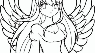 Anime coloring pages angel