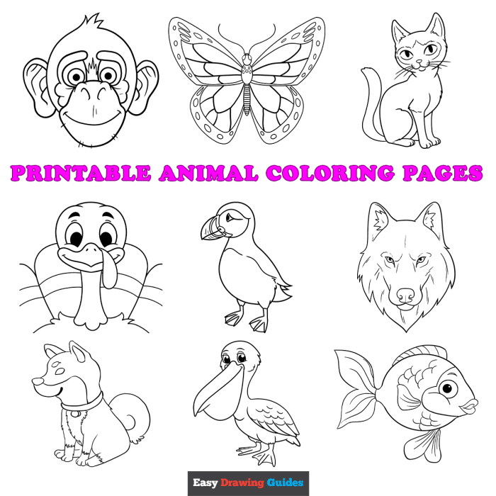 Easy printable animal coloring pages