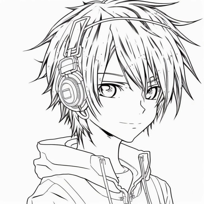 Coloring sheets of cute anime boys