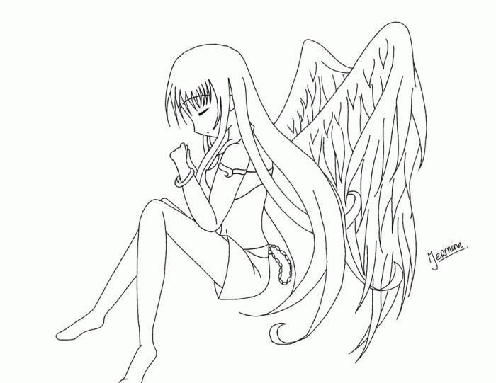 Anime coloring pages angel