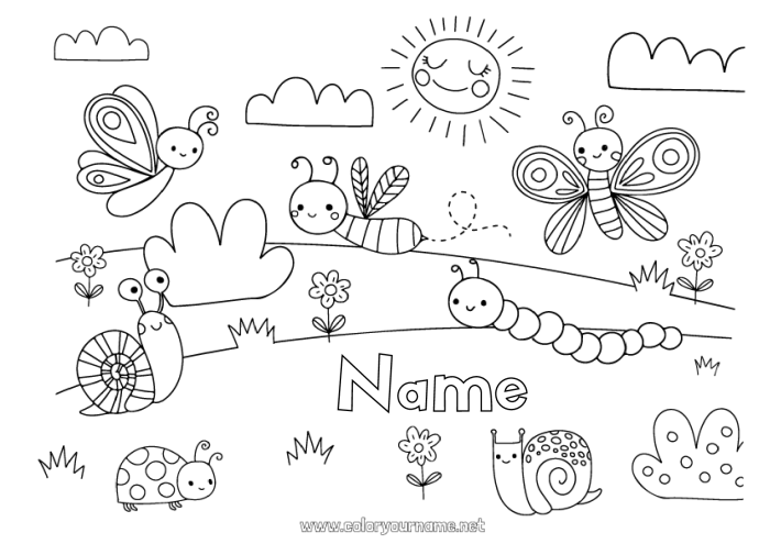 Spring animals coloring page