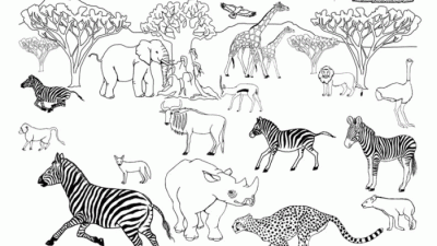 Animals of the savannah coloring shees