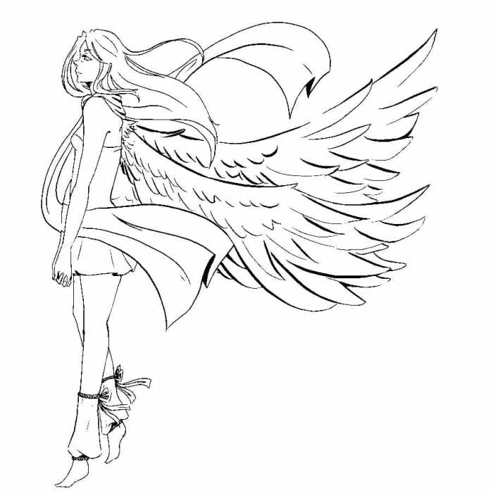 Anime angel coloring pages to print