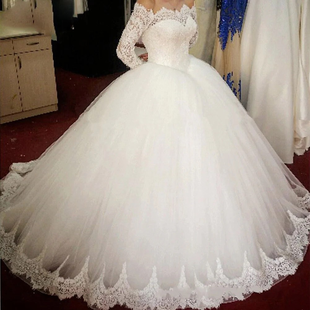 Ball gown wedding dress off shoulder