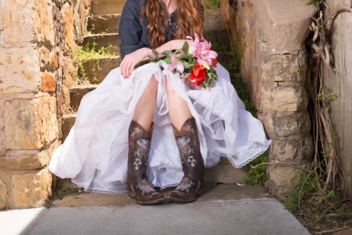 Wedding guest dress with boots