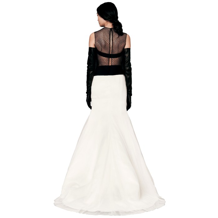 White and black wedding dress