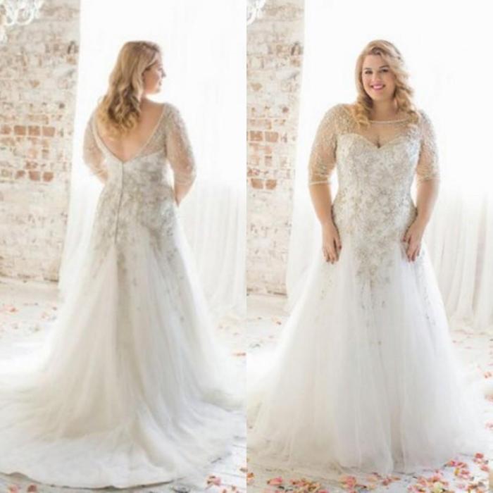 A line wedding dresses plus size