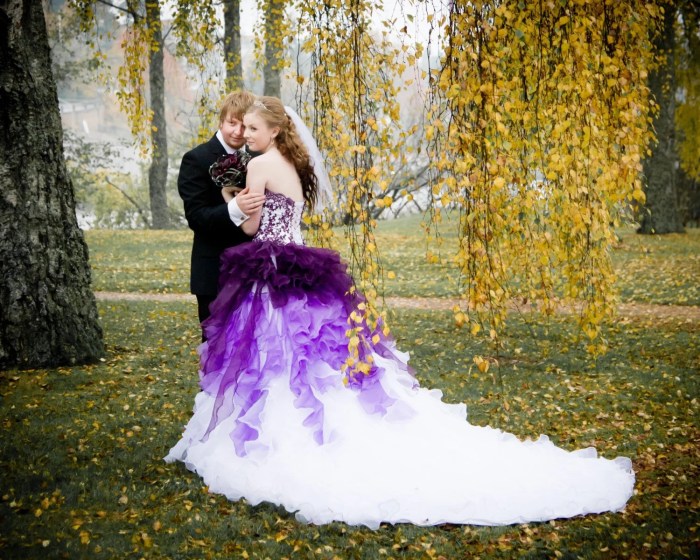 Dark purple wedding dress