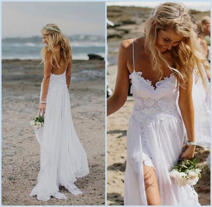 White wedding dresses for the beach